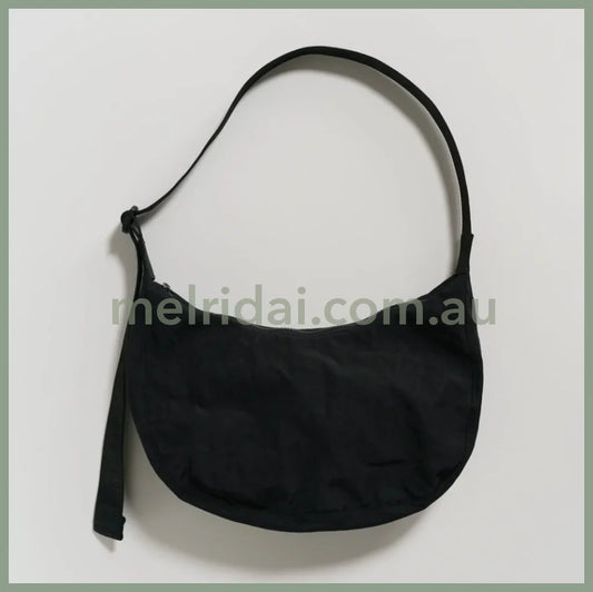 Baggu | Medium Nylon Crescent Bag (Black) 新月包 尼龙饺子包 超轻超大容量 肩带可调节