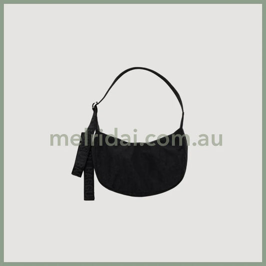 Baggu | Small Nylon Crescent Bag (Black Spring) 新月包 尼龙饺子包 超轻防水 肩带可调节