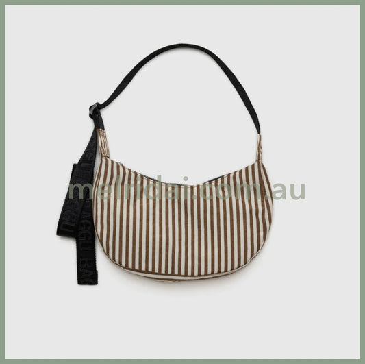 Baggu | Small Nylon Crescent Bag (Brown Stripe) 新月包 尼龙饺子包 超轻防水 肩带可调节