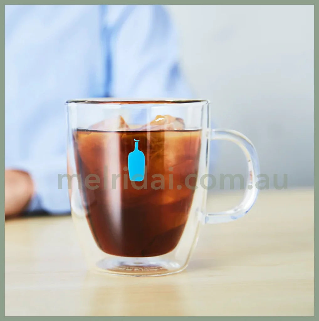 Blue Bottledouble Wall Glass Mug 295Ml