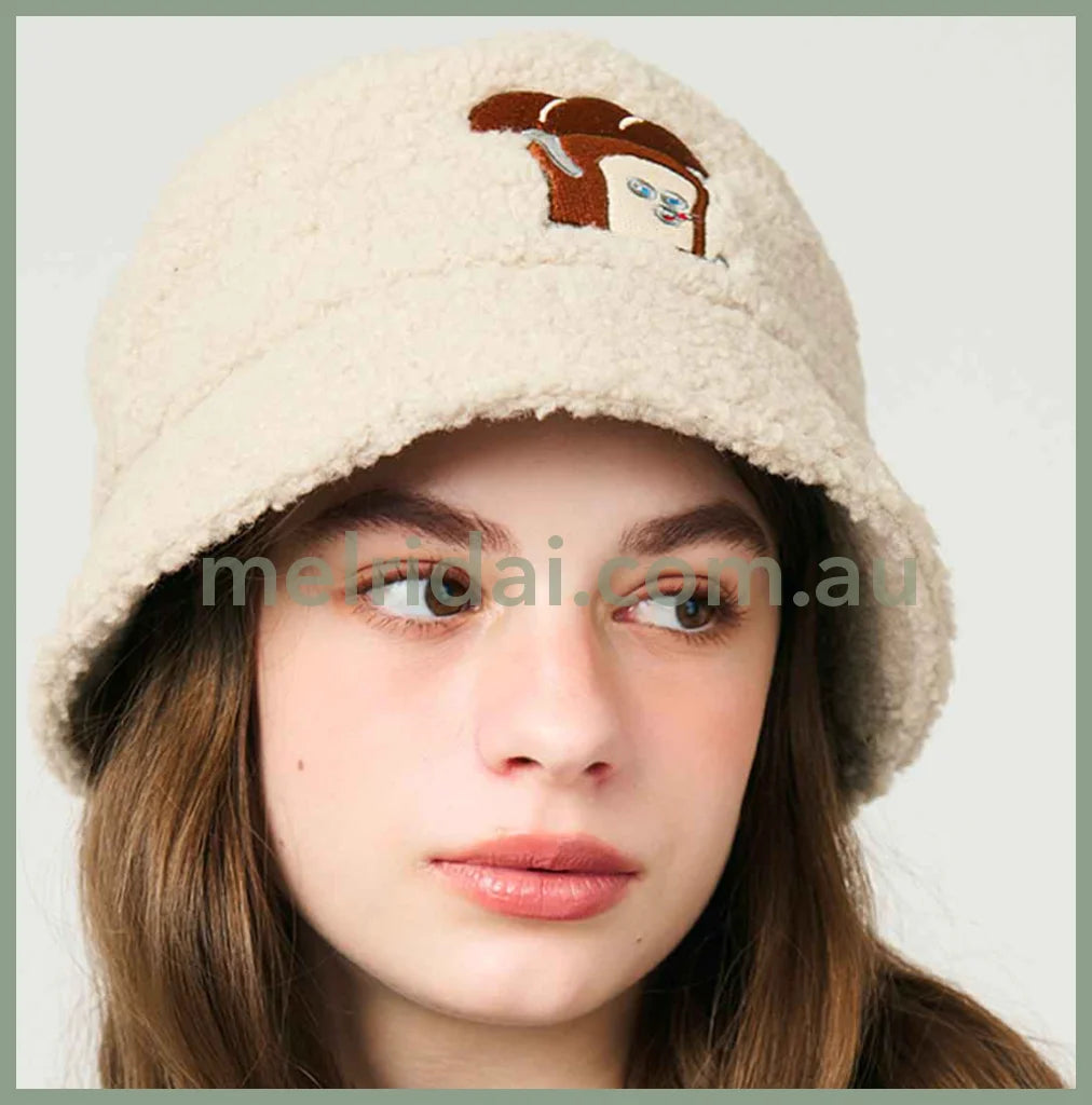 Bread Dorobo | Bucket Hat 面包小偷 刺绣羊羔毛渔夫帽 头围56-58.5Cm 男女同款