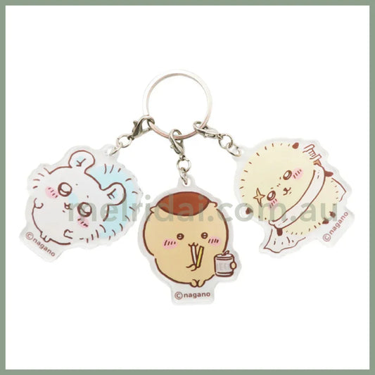 Chiikawa | Acrylic Keychain H55×W55Mm (Kuri - Manju&Momonga&Rakko) 吉伊卡哇 亚克力钥匙链 三联（栗子馒头&莫莫咖/飞鼠&獭师）