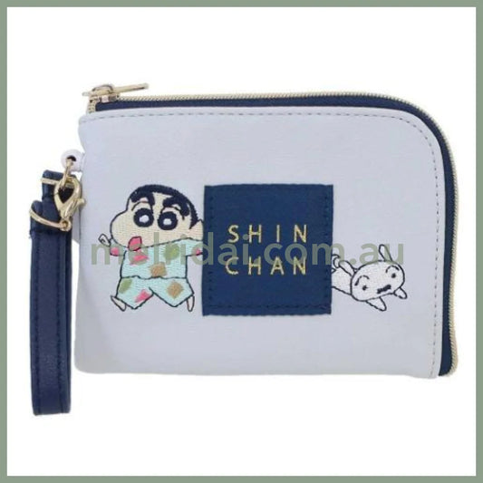 Crayon Shin-Chan | Embroidered Pouch 115X90X10Mm 蜡笔小新 皮质 刺绣图案L型零钱包/卡包 伸缩绳