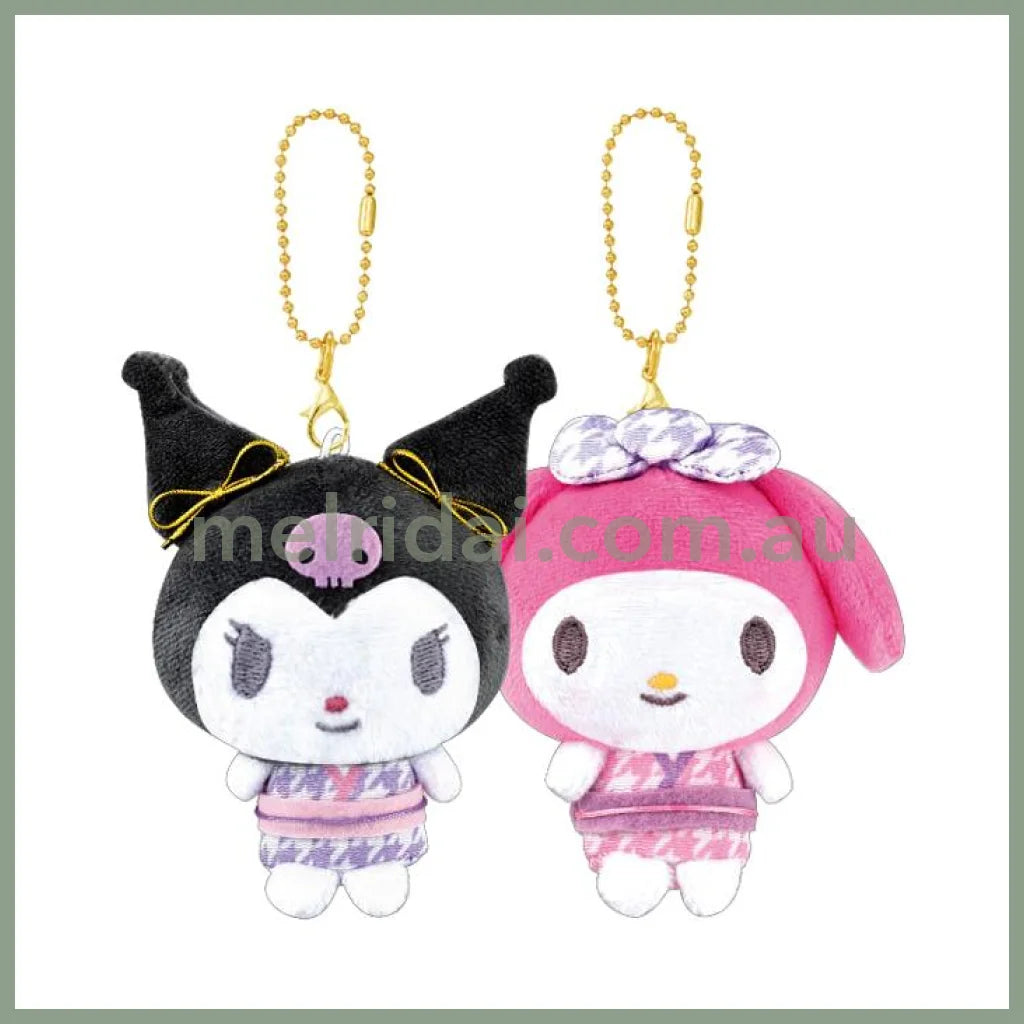 CRUX | SANRIO Kuromi and My Melody Keychain Plush Mascot Holder W150×H140×D60mm