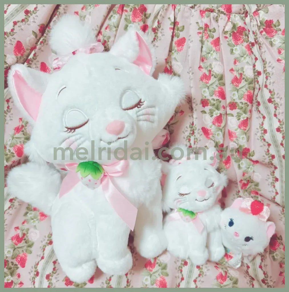 Disney | Japan Ichigo Strawberry Marie Cat Plush Doll Approx.27Cm 东京迪士尼 玛丽猫 毛绒玩偶公仔（草莓限定）