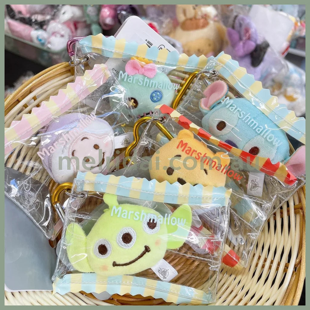 Disney | Plush Keychain Carabiner Marshmallow 5×10×2.5Cm 东京迪士尼 豆豆眼解压捏捏/慢回弹 爱心扣挂件/包挂/钥匙链 可拆分（棉花糖系列）