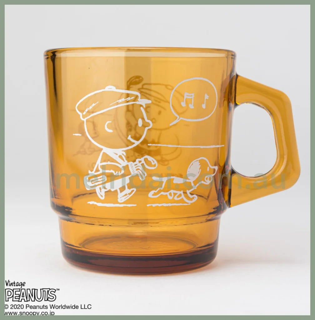 Fire King X Snoopy70Th Anniversary Stacking Mug Golf Amber 70 215Ml Fireking