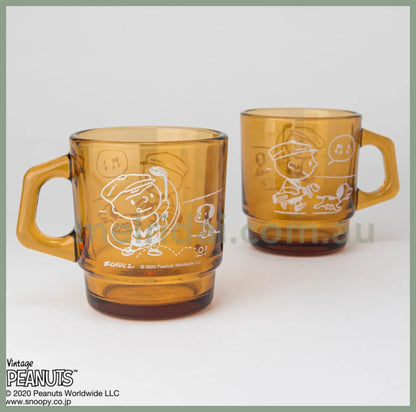 Fire King X Snoopy70Th Anniversary Stacking Mug Golf Amber 70 215Ml Fireking