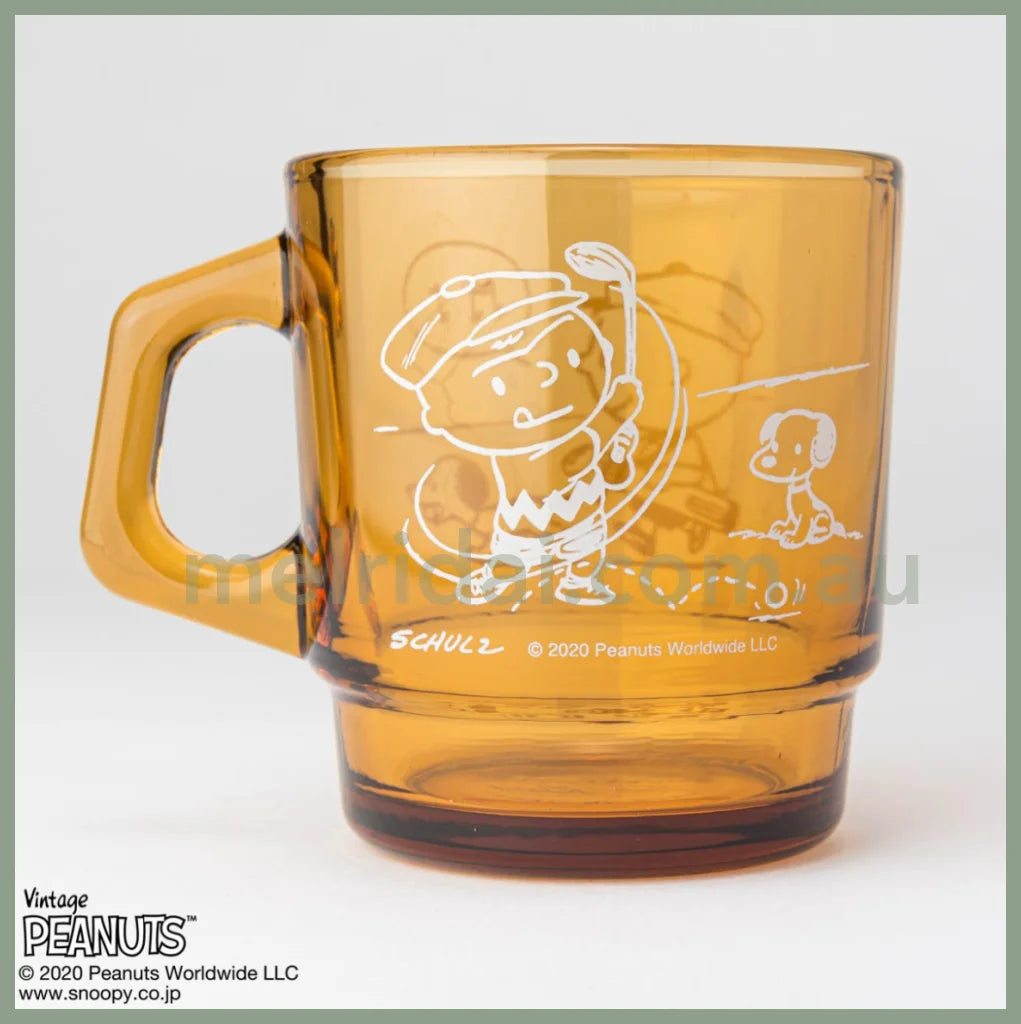 Fire King X Snoopy70Th Anniversary Stacking Mug Golf Amber 70 215Ml Fireking