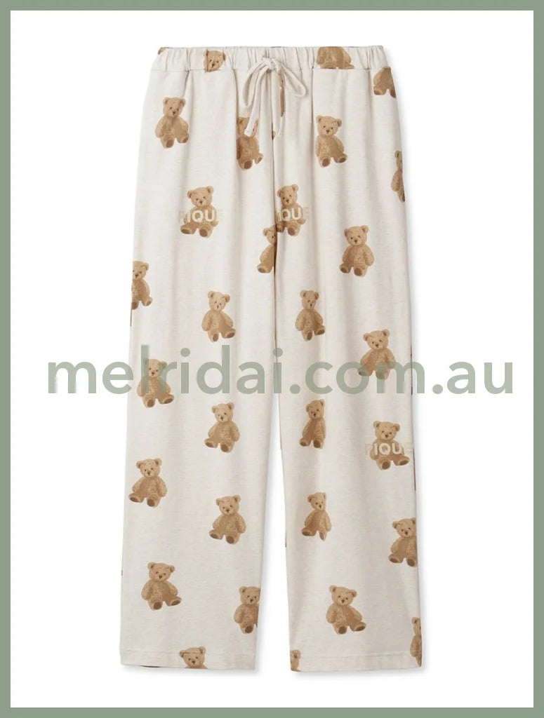 Gelato Pique | Bear Pattern T-Shirt & Long Pants Set Free Size +