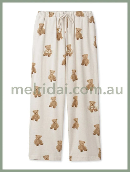 Gelato Pique | Bear Pattern T-Shirt & Long Pants Set Free Size +