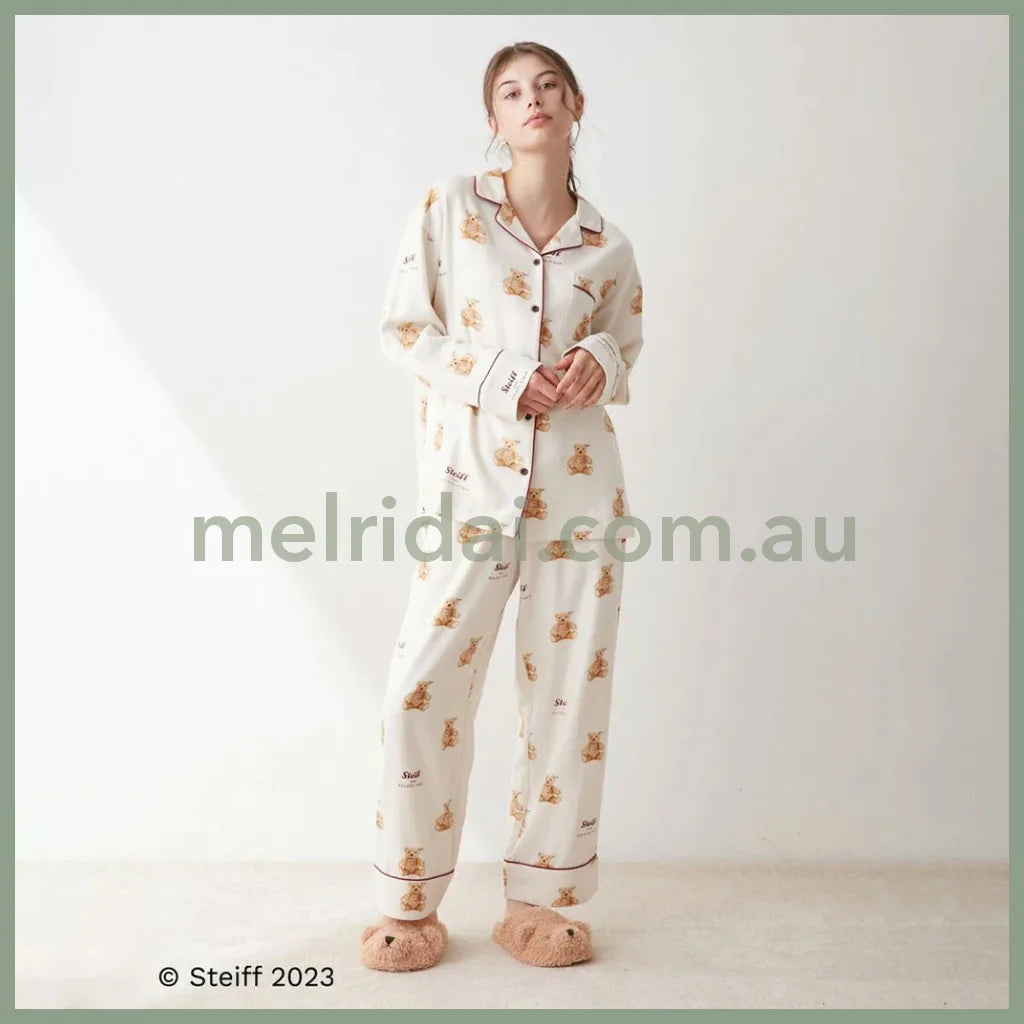 Gelato Pique X Steiff | Motif Flannel Pajama Set Free Size