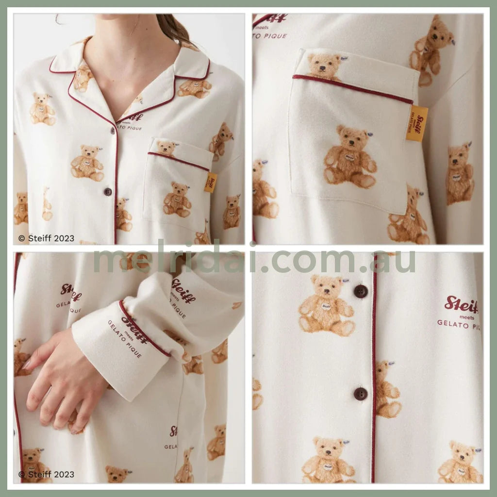 Gelato Pique X Steiff | Motif Flannel Pajama Set Free Size