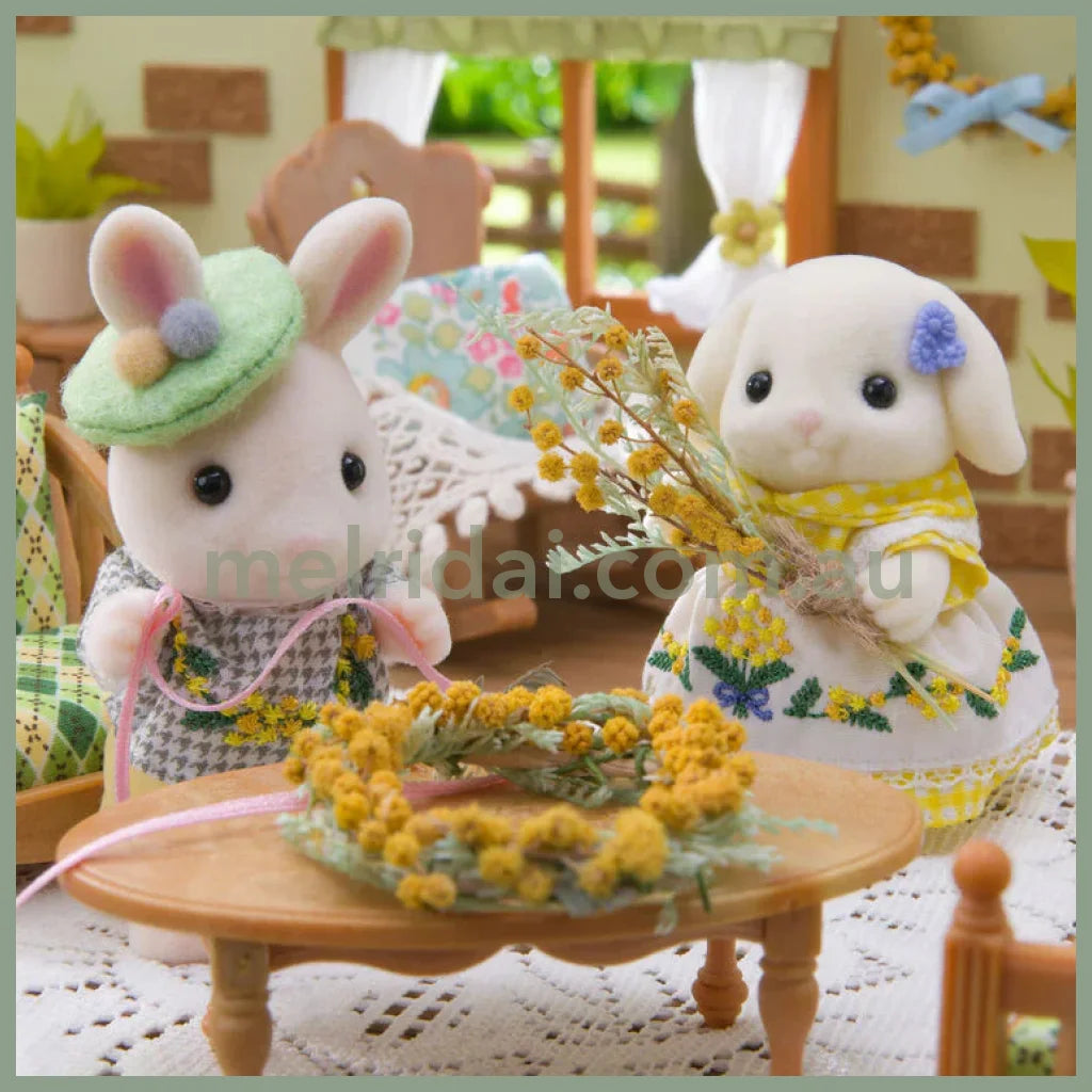 【Jp】Sylvanian Families | Mimosa Embroidery Pair Set Rabbit Doll