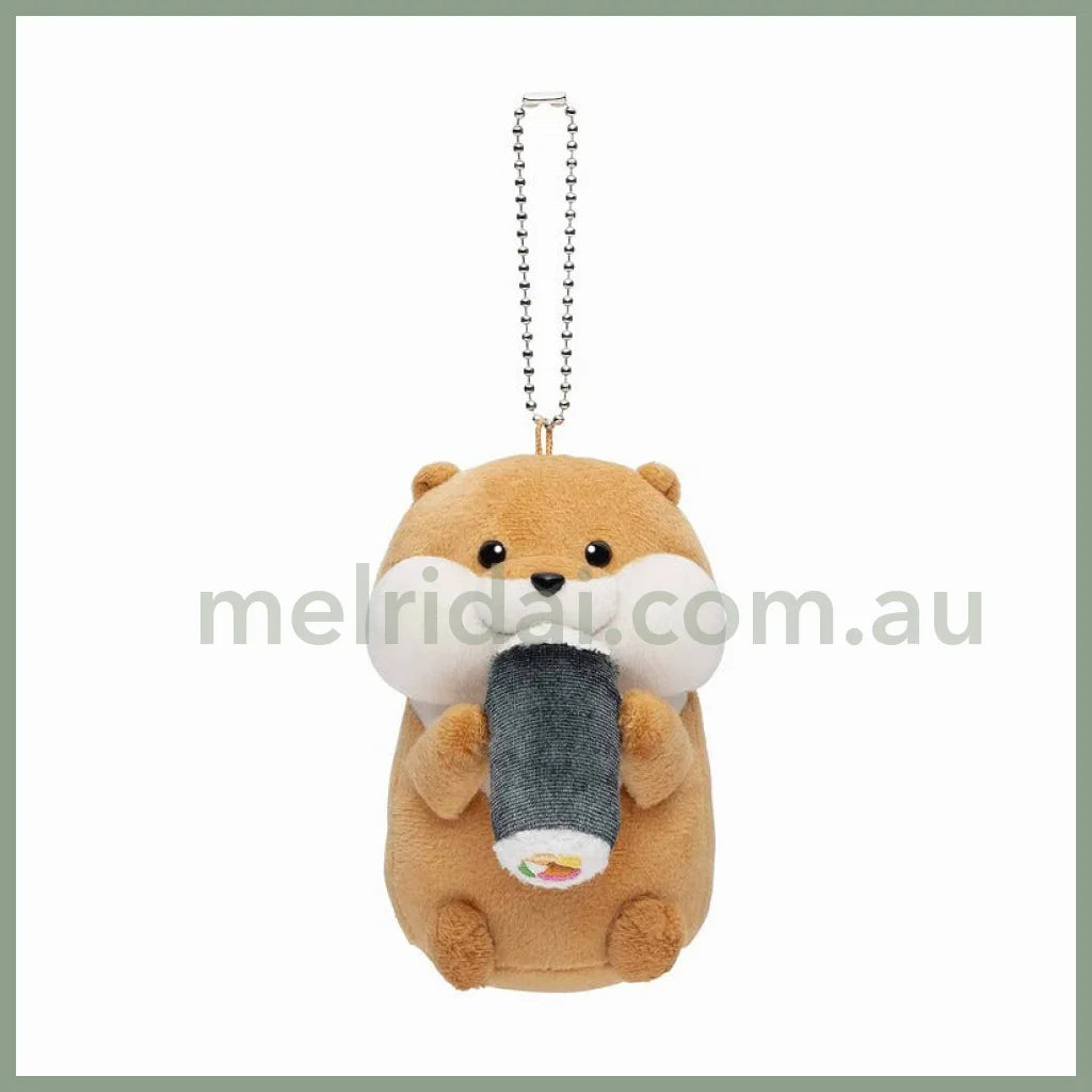 Kawaiiusono Kawauso | Cute Lie Otter Mascot Holder H105×W72×D110Mm 小玩笑小水獭 吃寿司挂件/包挂/钥匙链