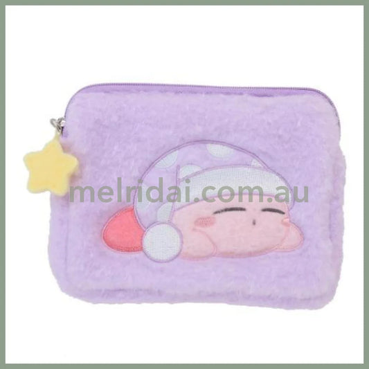 Kirby | Puwafuwa Mini Pouch Sleep Peacefully H10Cm X W14Cm D1.5Cm 星之卡比 淡色系毛绒拉链收纳包/化妆包