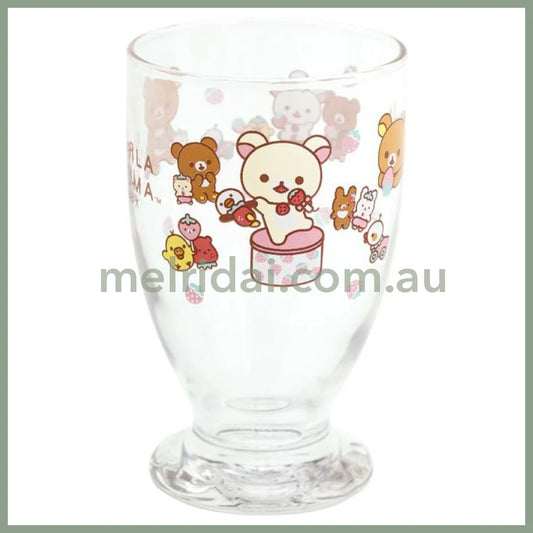 【Made In Japan】San-X | Rilakkuma Full Of Strawberry Day Glass Cup 230Ml 轻松熊 草莓日 玻璃矮脚杯/果汁杯