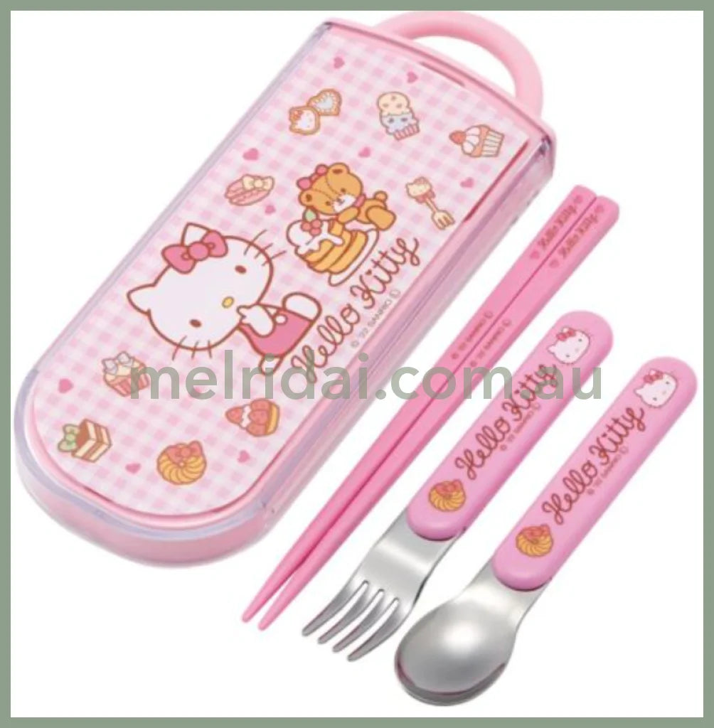 Made In Japansanriolunch Trio Set (Fork Spoon Chopsticks) Hello Kitty //