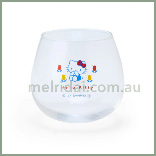 【Made In Japan】Sanrio | Swaying Glass Tumbler Hello Kitty Φ85×H90Mm 日本三丽鸥 凯蒂猫与花朵 玻璃杯/摇摇杯/不倒翁杯