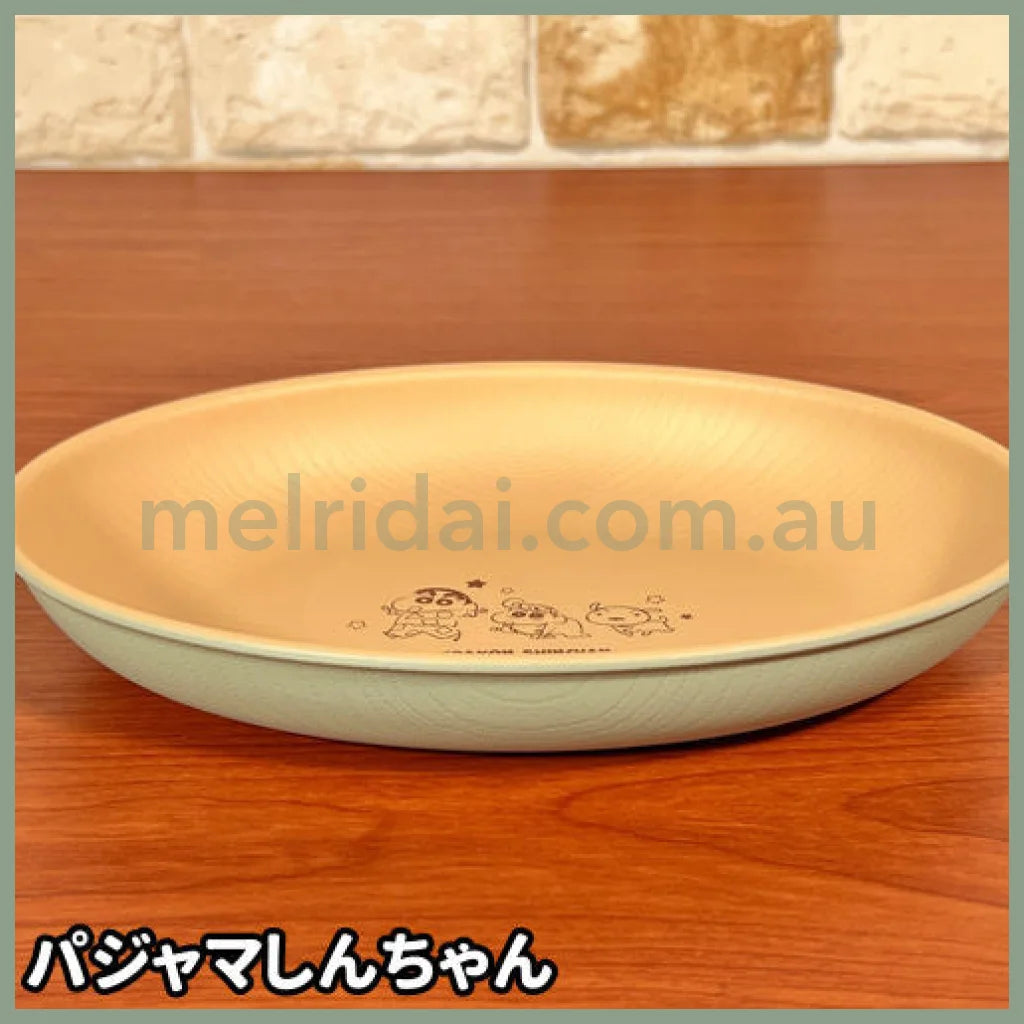 Made In Japancrayon Shin-Chan | Wood-Grain Oval Plate 185Mm×W:255Mm×D:40Mm Green