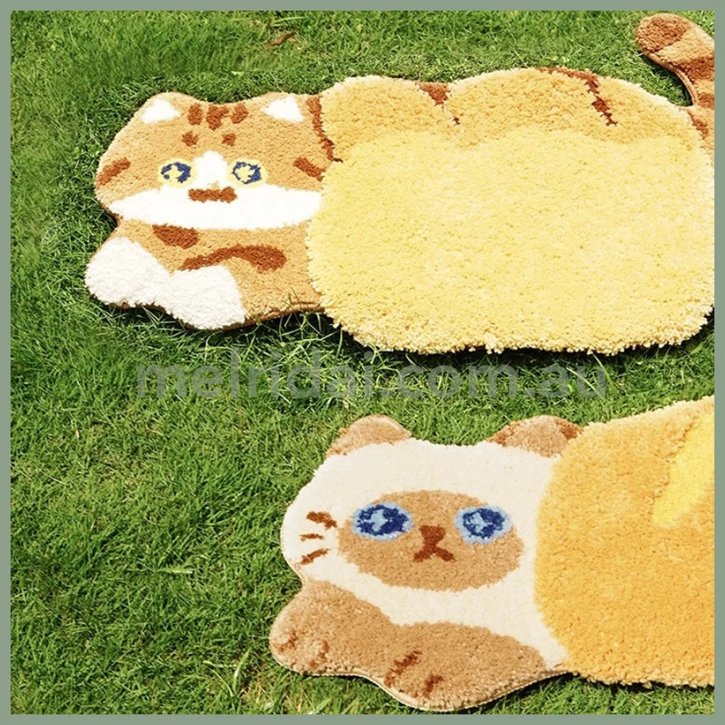 Mewjicat-Shaped Floor Rug (Bread) ///