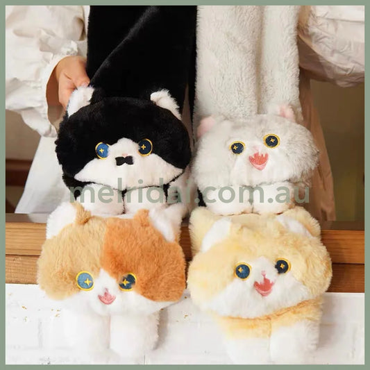 Mewji♡ Fluffy Mascot Scarf 90*13Cm 妙吉猫 猫咪造型 软软茸茸可爱围巾