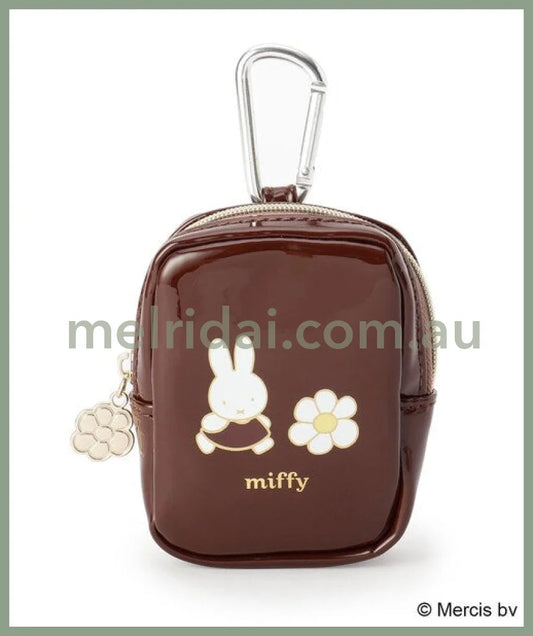 Miffy | Mini Pouch H15Cm W10Cm D2.5Cm (Chocolate & Strawberry) 米菲 内衬印花 迷你拉链零钱包/Airpods收纳包/挂件