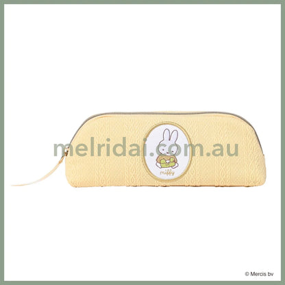 Miffy | Pencil Case 19.5Cm × 7.5Cm 5Cm 米菲 针织纹 刺绣图案 拉链笔袋/文具袋 Yellow