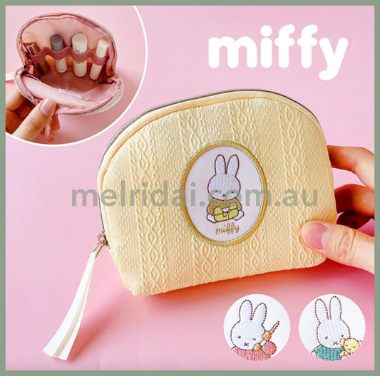 Miffy | Pouch 13.5Cm X 10.5Cm 3.5 Cm 米菲 针织纹 刺绣图案 小收纳包/化妆包 手拿包