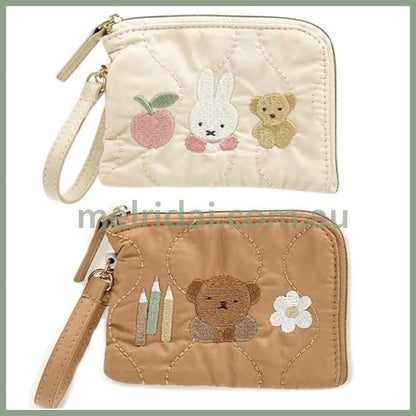 Miffy | Pouch Pass Case With Reel W125 X H80 D15Mm 米菲 刺绣款 L型零钱包/卡套/伸缩绳