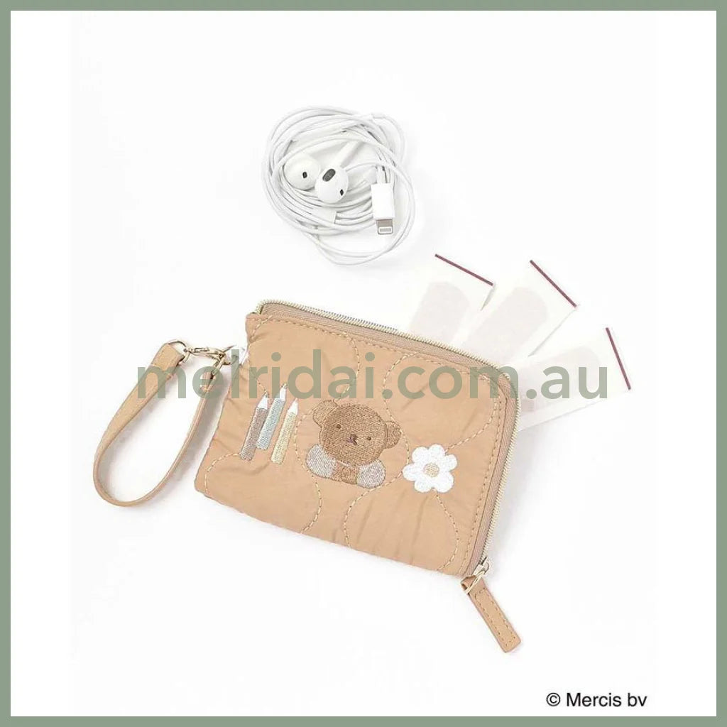 Miffy | Pouch Pass Case With Reel W125 X H80 D15Mm 米菲 刺绣款 L型零钱包/卡套/伸缩绳