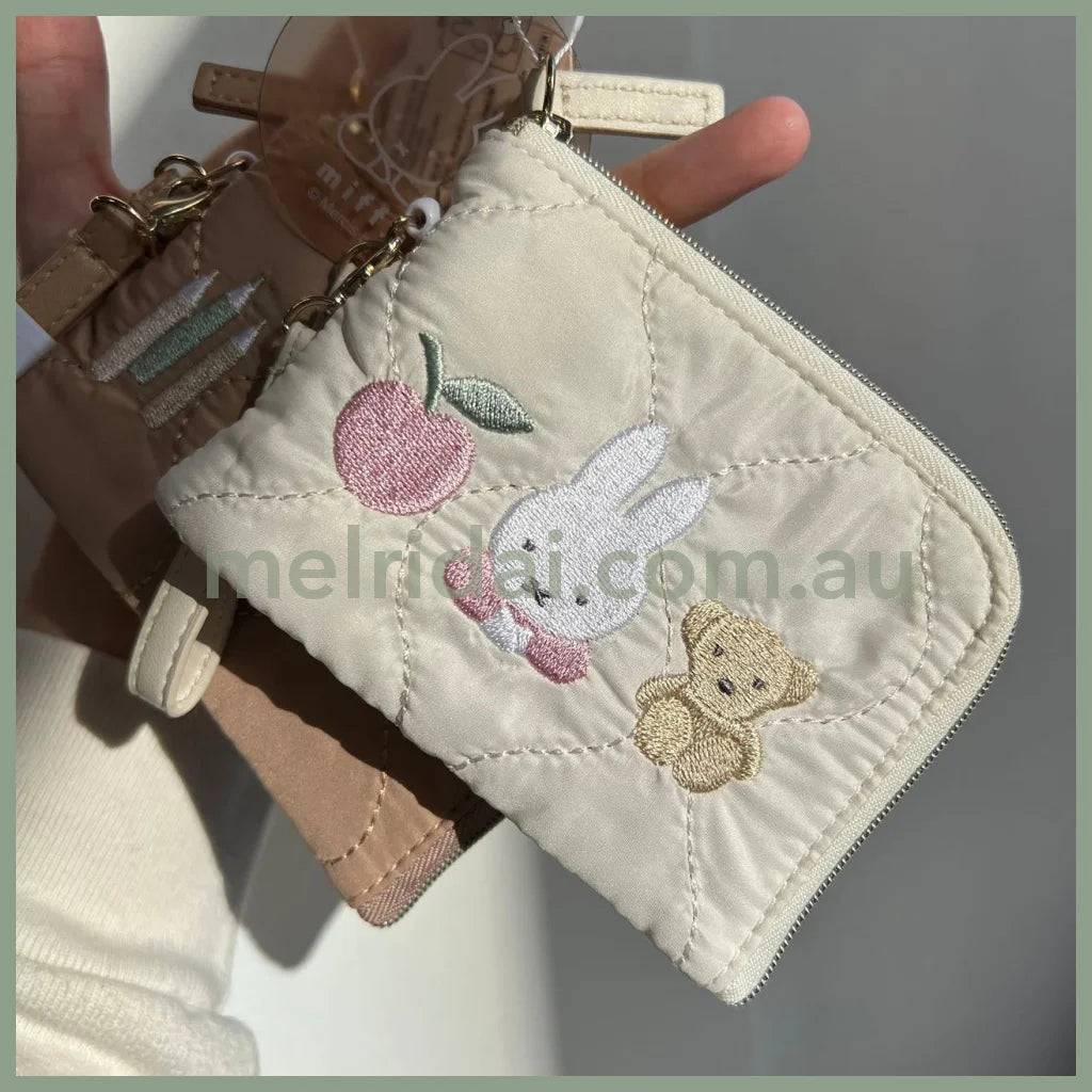 Miffy | Pouch Pass Case With Reel W125 X H80 D15Mm 米菲 刺绣款 L型零钱包/卡套/伸缩绳 Miffy