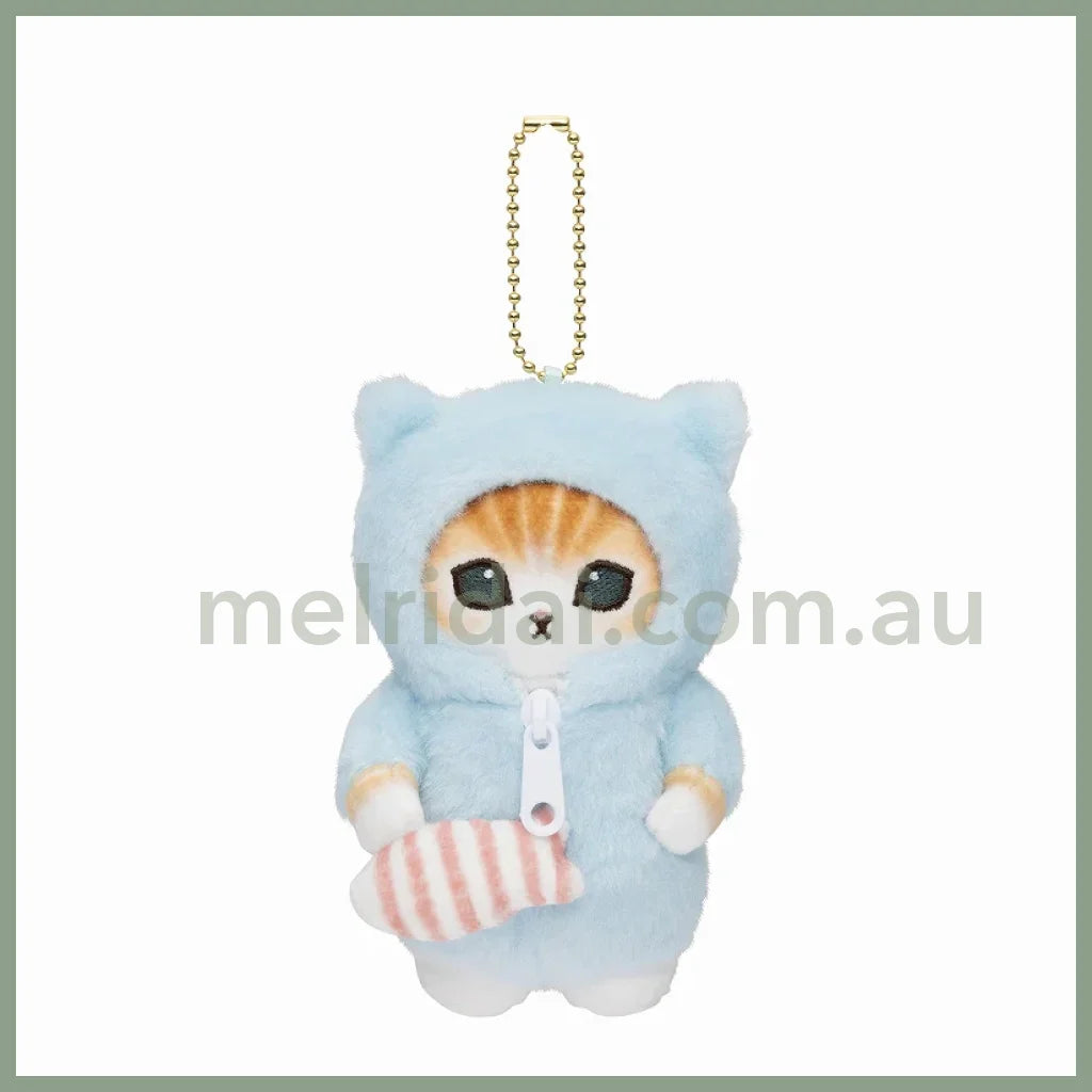 Mofusand | Costume Mascot Holder Plush Keychain H125×W100×D100Mm 猫福 睡衣派对 毛绒挂件/包挂/钥匙链 Blue