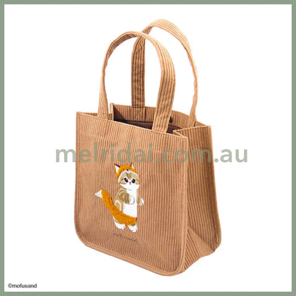 Mofusand | Mini Tote Bag H250×W250×D120Mm (Cat / Fox) 猫福 迷你托特包 灯芯绒/刺绣（狐狸）