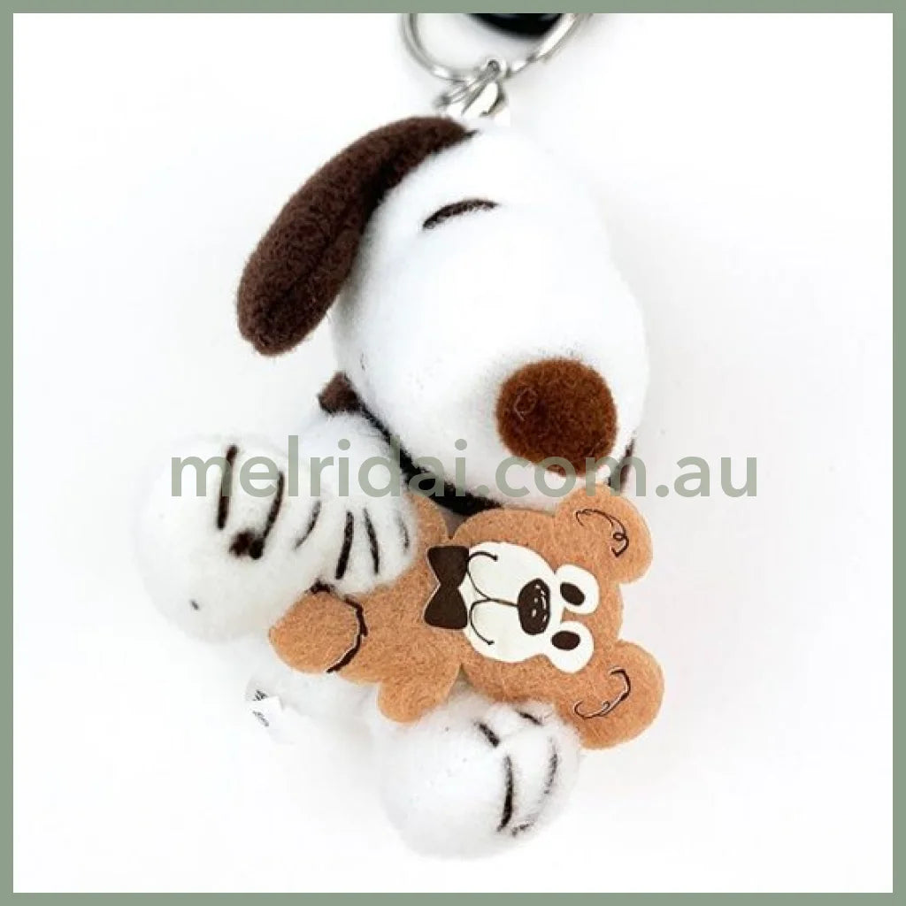 Peanuts | Snoopy And Teddy Bear Carabiner Mascot Plush Keychain H6.5×W5.5×D5.5Cm //