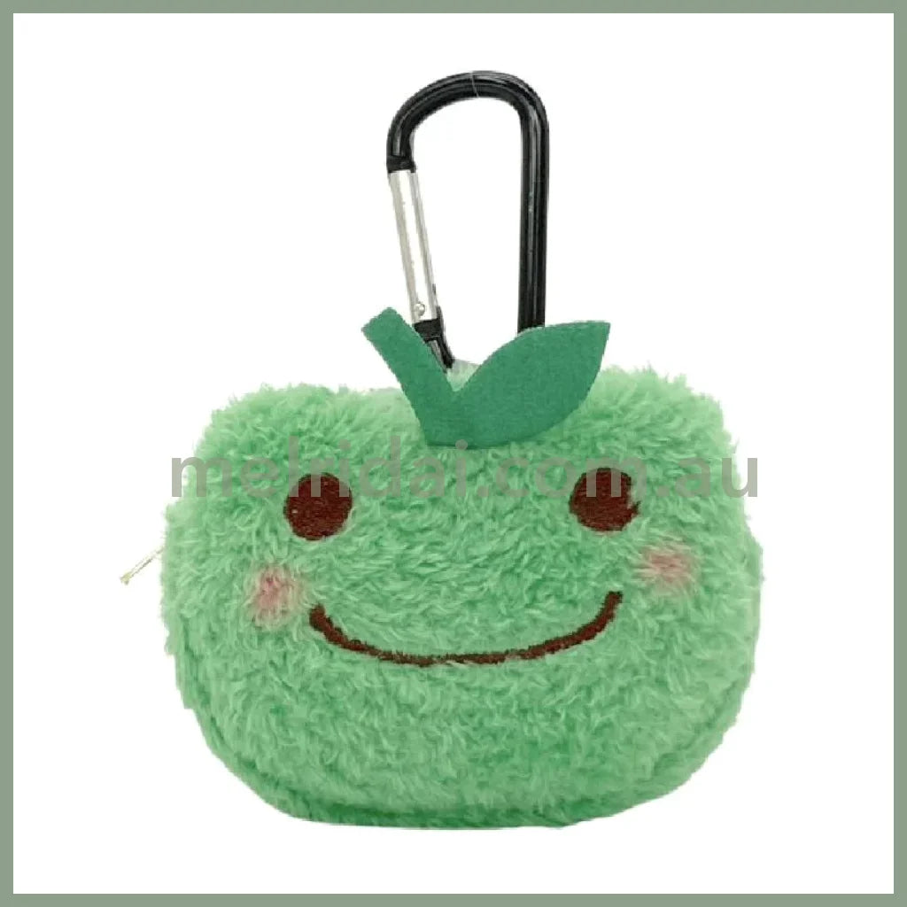 Pickles The Frog | Carabiner Plush Mini Pouch Kabosu H8×W9×D6Cm // Green