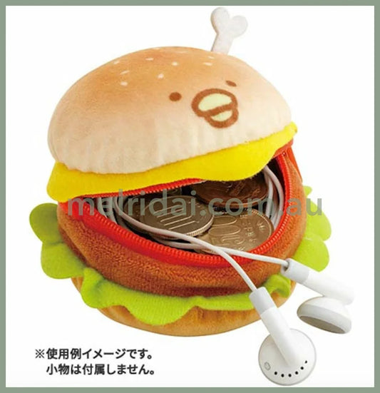 San - X | Plush Pouch Chickip Dancers Yummy Burger 65×80×80Mm 鸡腿舞者 汉堡包造型零钱包/小物品收纳包/小包