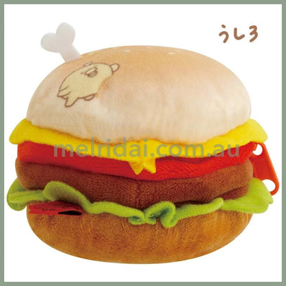 San - X | Plush Pouch Chickip Dancers Yummy Burger 65×80×80Mm 鸡腿舞者 汉堡包造型零钱包/小物品收纳包/小包