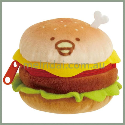 San - X | Plush Pouch Chickip Dancers Yummy Burger 65×80×80Mm 鸡腿舞者 汉堡包造型零钱包/小物品收纳包/小包