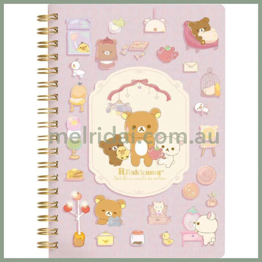 San-X | Rilakkuma B6 Ring Notebook - 50 Colorful Pages (Lovely House)