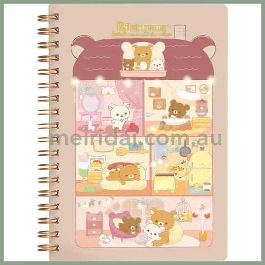 San-X | Rilakkuma B6 Ring Notebook - 50 Colorful Pages (Lovely House)