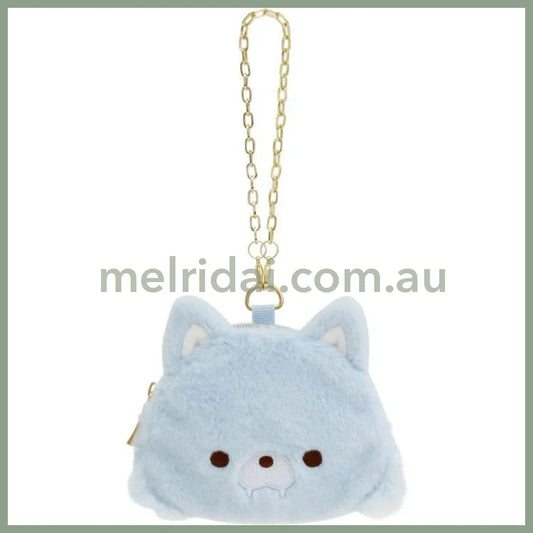 San-X | Rilakkuma Blue Wolf Coin Case Face-Shaped Pouch 100×110×10Mm (Aokogu Otomari)