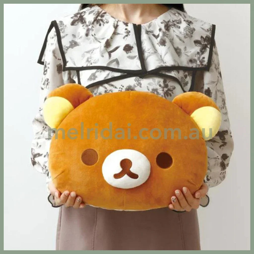 San-X | Rilakkuma Face Shape Two-Sided Tweed Cushion 275×390×155Mm (Lovely House)