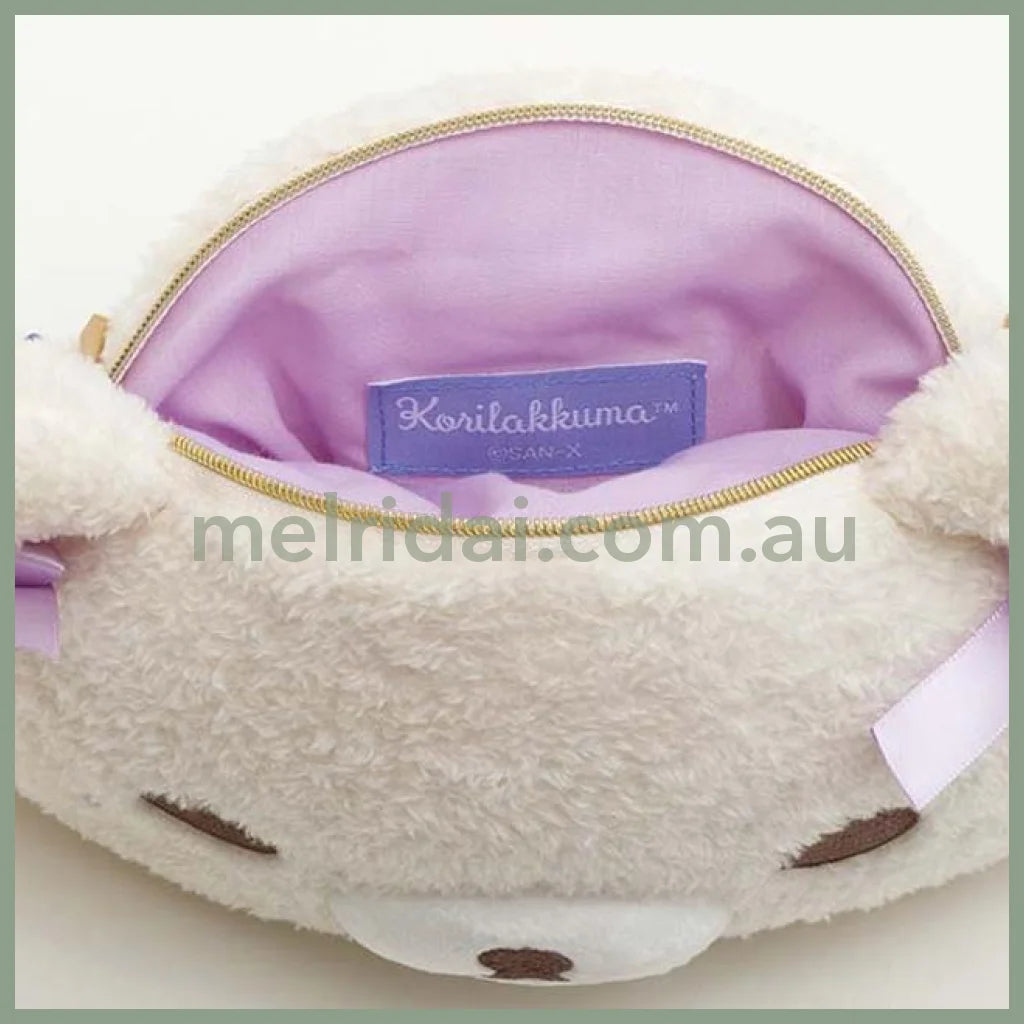 San-X | Rilakkuma Korilakkuma Face-Shaped Plush Pochette Multi-Pouch 160 X 240X 80Mm (Osorano