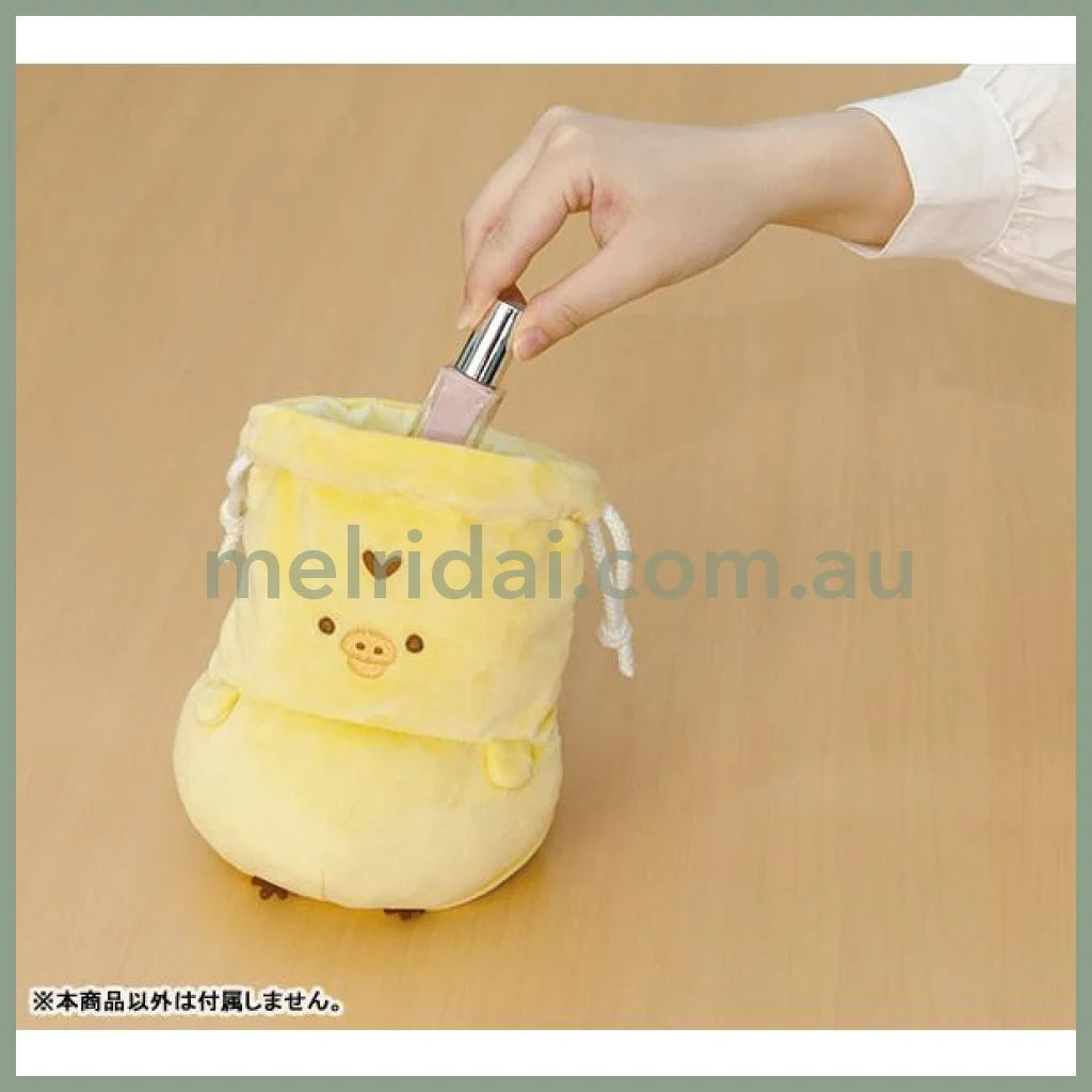 San-X | Rilakkuma Ponpoko Kyomu Plash Drawstring Bag 190×170×70Mm //