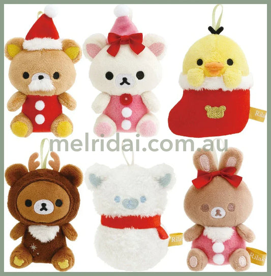 San-X | Rilakkuma Tenori Plush / Mascot Holder 90×70×40Mm (Christmas)