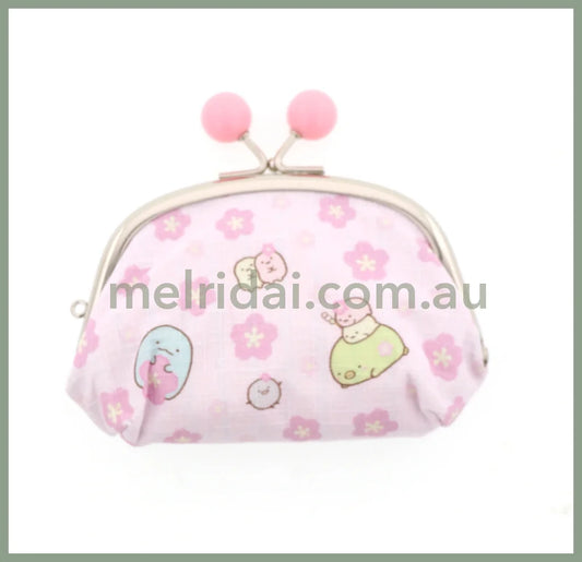 San - X | Sumikko Gurashi Clasp Purse Sakura Limited W120×H90×D40Mm (L) 角落生物 粉色樱花口金包/零钱包/硬币包（大号）