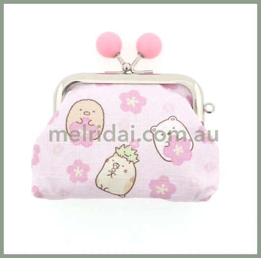 San - X | Sumikko Gurashi Clasp Purse Sakura Limited W90×H70×D20Mm (S) 角落生物 粉色樱花口金包/零钱包/硬币包（小号）