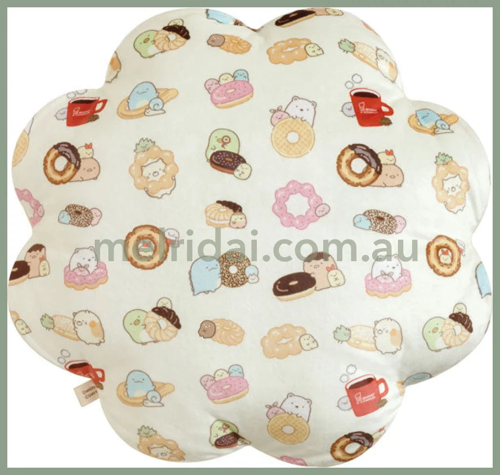 San - X | Sumikko Gurashi X Mister Donut Cushion 380×380×110Mm 角落生物 甜甜圈合作款 花瓣抱枕/靠垫