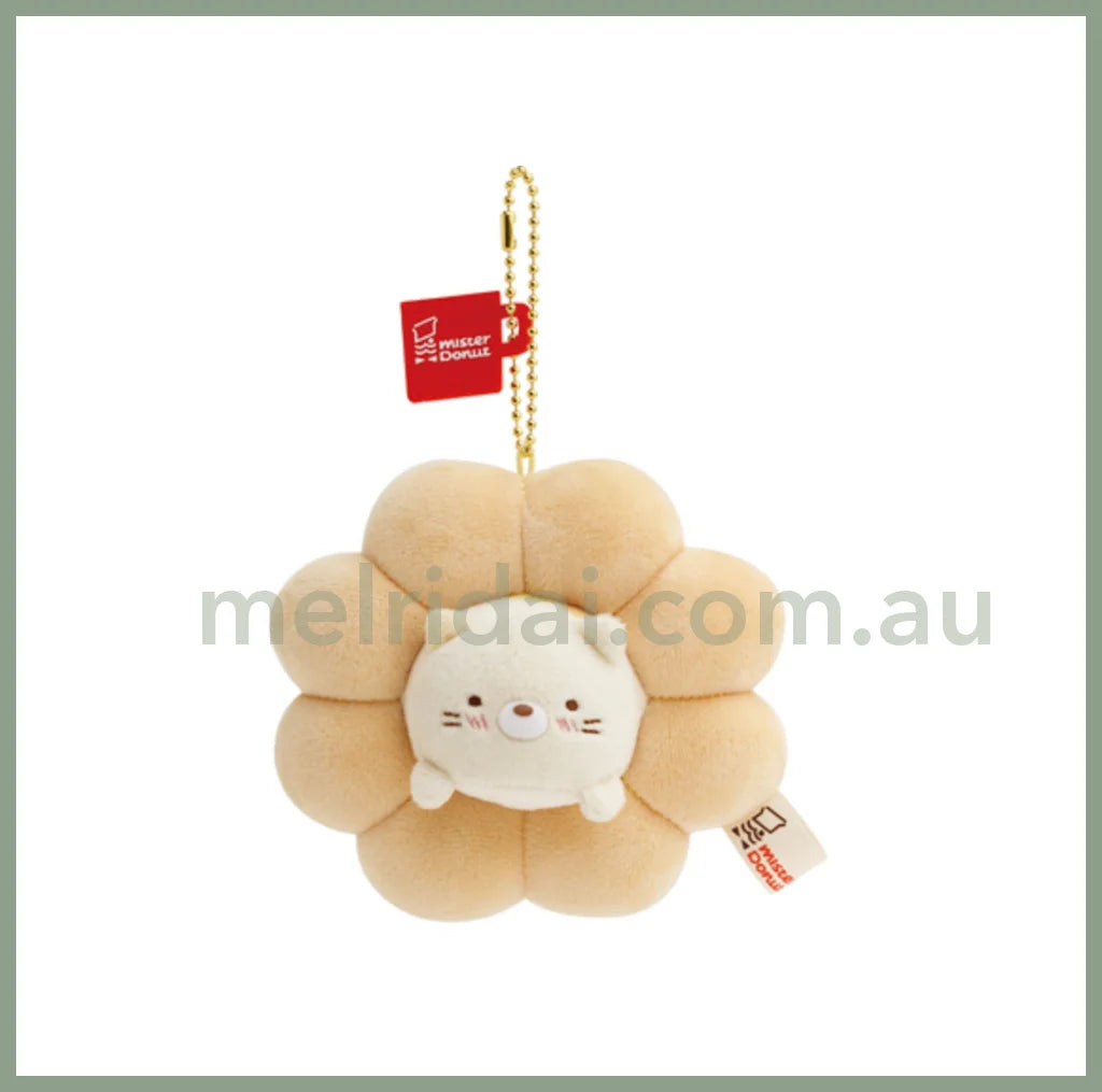 San - X | Sumikko Gurashi X Mister Donut Neko Keychain 110×95×65Mm 角落生物 甜品店系列 猫咪甜甜圈挂件/包挂/钥匙链